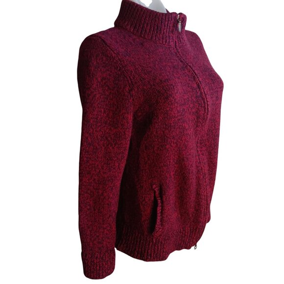 Medium L.L. Bean Sweater Jacket Womens Lambs wool Red Heather Full-Zip - Picture 5 of 8